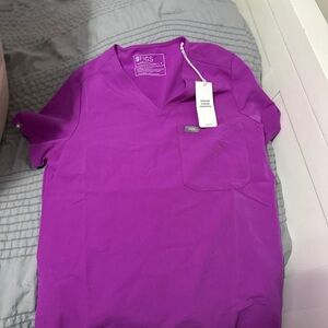 Figs Vivid Purple Scrub Top Small New